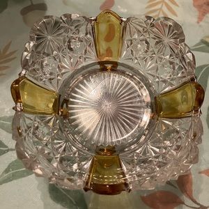 Antique EAPG Amberette Paneled Daisy Button bowl c.1866 Duncan & Sons